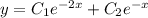 y=C_1e^{-2x}+C_2e^{-x}