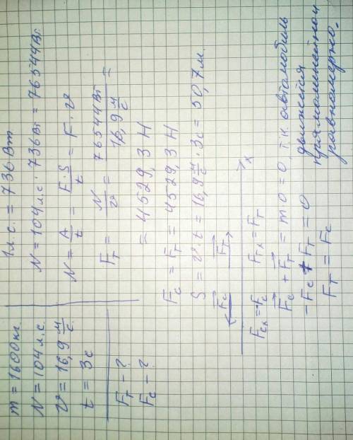 20 ! автомобиль, масса которого равна 1600 кг, развивает мощность 104 л.с. и движется равномерно и