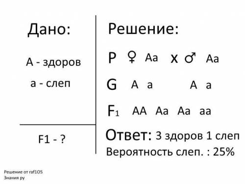 Какова вероятность рождения слепого ребенка в семье где мужчина и женщина имеют нормальное зрение но