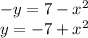 - y = 7 - {x}^{2} \\ y = - 7 + {x}^{2}