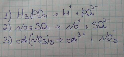 30 ! напишите уравнения диссоциации следующих веществ: 1.фосфорной кислоты 2.сульфата натрия 3.нит
