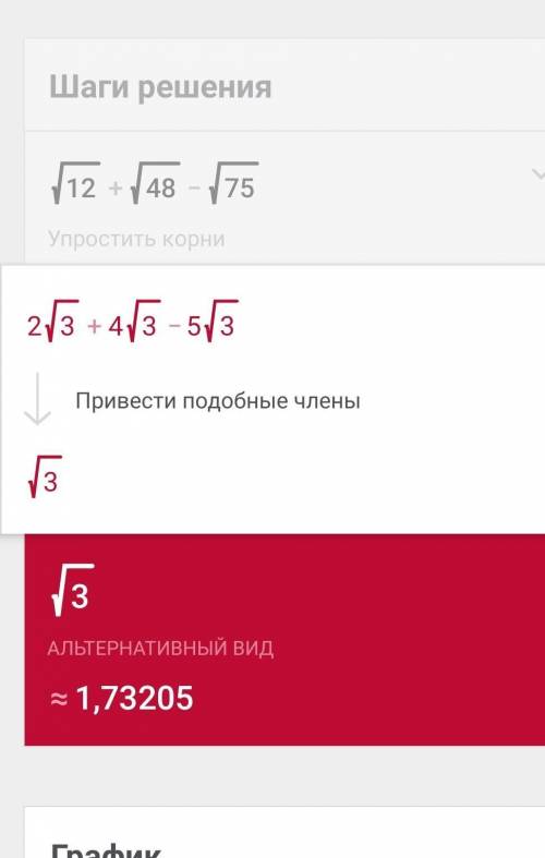Выражение: корень 12+корень 48 -корень 75​
