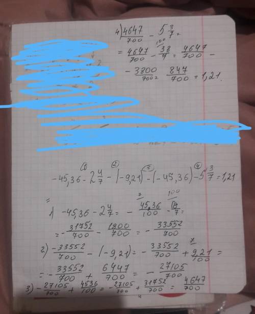 45,36-2 4/7-(-9,21)-(-45,36)-5 3/7= с решением. где стоит / между цифр это дробь и если между цифр