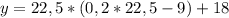 y=22,5*(0,2*22,5-9)+18