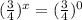 (\frac{3}{4})^x=(\frac{3}{4})^0