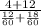 \frac{4 + 12}{\frac{12}{60}+\frac{18}{60} }