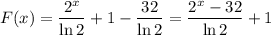 F(x)=\dfrac{2^x}{\ln 2}+1-\dfrac{32}{\ln 2}=\dfrac{2^x-32}{\ln 2}+1