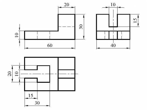 Построить три вида детали (спереди,сверху,сбоку) по данному наглядному изображению в аксонометрическ
