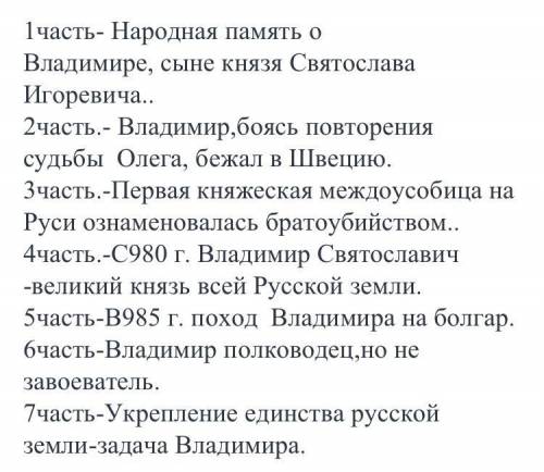 Княжение владимира святогораздели статью на части и озаглавте их​