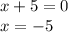 x + 5 = 0 \\ x = - 5