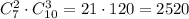 C^2_7\cdot C^3_{10}=21\cdot120=2520