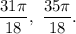 \dfrac{31\pi}{18},~\dfrac{35\pi}{18}.