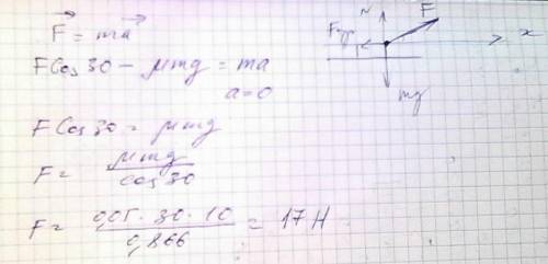 Девочка тянет сани массой 30 кг , коэффициент трения снега равен 0.05 , а угол между санями и верёвк