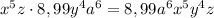 x^5z\cdot8,99y^4a^6=8,99a^6x^5y^4z