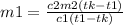 m1 = \frac{c2m2(tk - t1)}{c1(t1 - tk)}