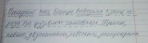 Разбор предложения последний снег быстро вывозился с улиц города на грузовиках-самосвалах