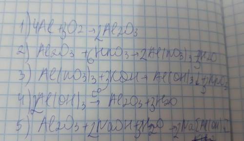 Много ! ! решите генетическую цепочку превращений алюминия алюминий → оксид алюминия→ нитрат алюмин