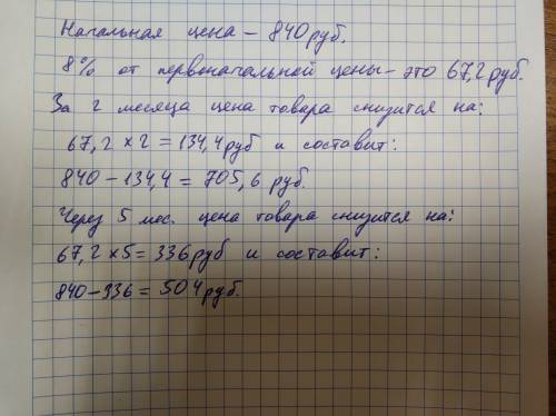 Стоимость нереализованного товара ежемесячно снижается на 8% от первоначальной стоимости . какая буд