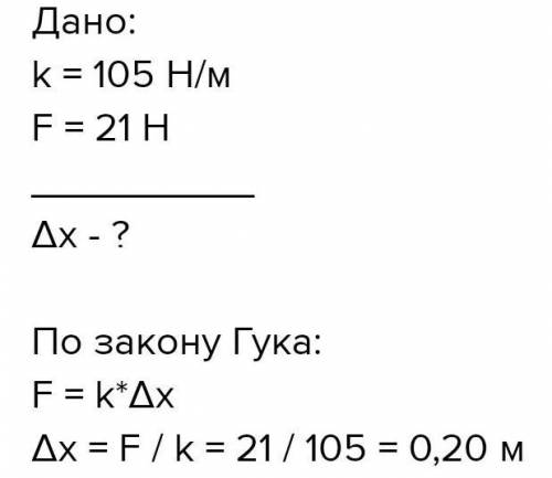 7 класс. решить на сколько сантиметров станет длиннее пружина жёсткостью в 105 н/метр,если потянуть