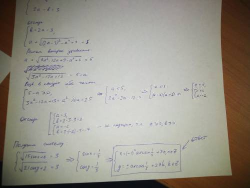 Решите стстему: (15 sinx+6) ^0,5 + (21cosу - 15 sin x) ^0,5= 5(21 cosy +2) ^0,5+2(21 cosy-15 sinx) ^