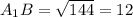 A_1B = \sqrt{144} = 12