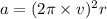 a = {(2\pi \times v})^{2} r