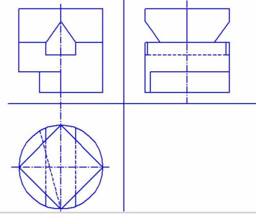 Построить 3-ий вид по двум заданным и нанести размеры! большое заранее