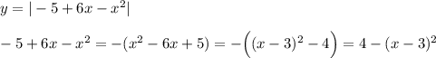 y=|-5+6x-x^2|\\\\-5+6x-x^2=-(x^2-6x+5)=-\Big ((x-3)^2-4\Big )=4-(x-3)^2