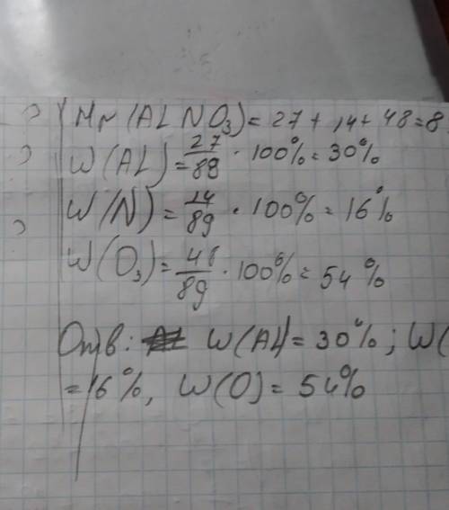 Вычислите массовые доли в рпоцентах элементоа соединения al(no3) ​