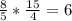 \frac{8}{5} * \frac{15}{4} = 6