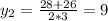 y_2=\frac{28+26}{2*3}=9