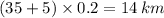 (35 + 5) \times 0.2 = 14 \: km