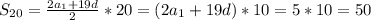 S_{20}=\frac{2a_{1}+19d }{2}*20=(2a_{1}+19d)*10=5*10=50