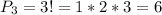 P_{3}=3!=1*2*3=6