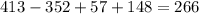 413 - 352 + 57 + 148 = 266