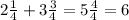 2 \frac{1}{4} + 3 \frac{3}{4} = 5 \frac{4}{4} = 6