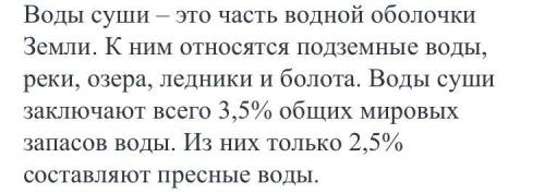 Определите формирование вод суши ​