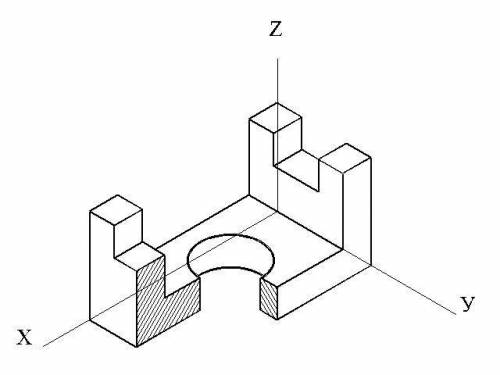 вас! буду за ! нужно начерить аксонометрическую проекцию данного чертежа на оси координат x, y, z.