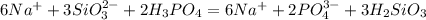 6Na^{+}+3SiO_{3} ^{2-}+2H_{3} PO_{4}=6Na^{+}+2PO_{4}^{3-}+3H_{2}SiO_{3}