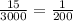 \frac{15}{3000 } = \frac{1}{200}