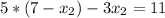 5*(7-x_2)-3x_2=11