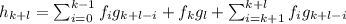 h_{k+l}=\sum_{i=0}^{k-1}f_ig_{k+l-i}+f_kg_l+\sum_{i=k+1}^{k+l}f_ig_{k+l-i}