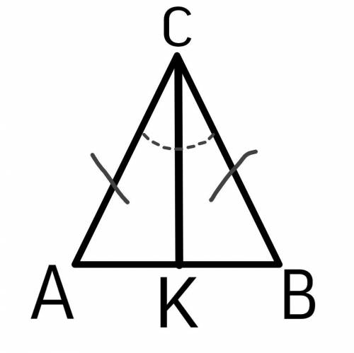 Проведена биссектриса ck к основанию ab равнобедренного треугольника abc определите длину основания