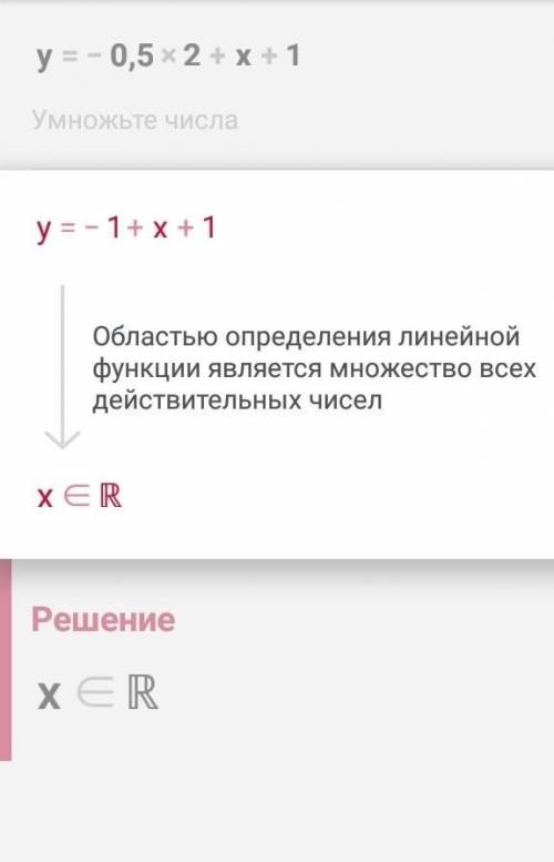 Написать область значения для графика у = –0,5х2 + х + 1