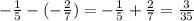 - \frac{1}{5} - ( - \frac{2}{7} ) = - \frac{1}{5} + \frac{2}{7} = \frac{3}{35}