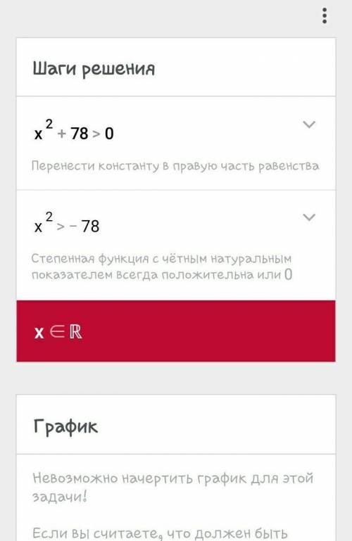 Будьте добры. укажите неравенство, которое не имеет решений. , сделайте с решением. 1) x² + 78 >