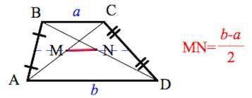 Втрапеции авсд углы при основании ад равна 20 и 70 длина отрезка соединяющего середины основания рав