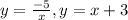 y=\frac{-5}{x}, y=x+3