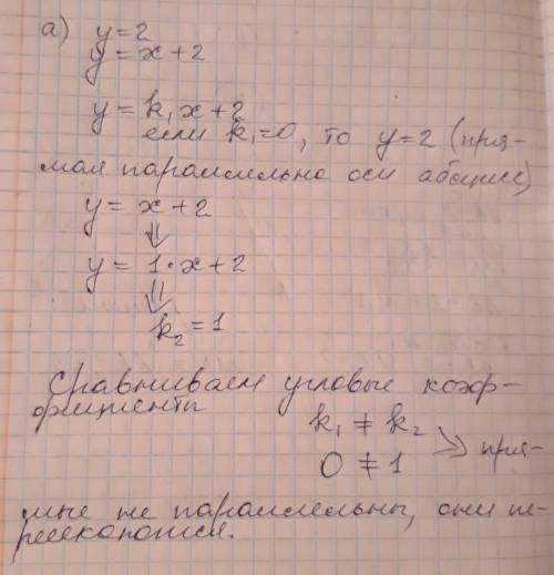 Выберите функции,графики которых параллельные.ответ обоснуйте a)y=2 и y=x+2 б)y=-6x-6 и y=-8x-8 в)y=