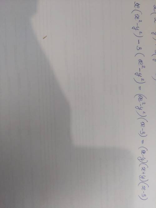 Представьте в виде произведения выражение: x³-xy²+3y²-3x²= ? ​